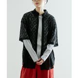 ブラック | MIMIMEMETE（ミミメメット）：幾何学レースシャツ | e-zakkamania stores