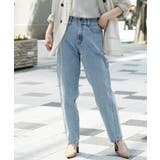 ライトブルー | こっそりウエストゴム ストレッチデニムパンツ［細見えテーパード］ | e-zakkamania stores