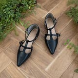 ブラック | ポインテッドセパレートストラップパンプス | FABBY FABBY.