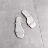 シルバー | ラインストーンスクエアーフラットサンダル | FABBY FABBY.