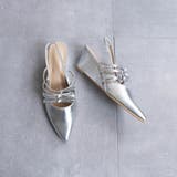 シルバー | ポインテッドリボンウエッジミュールサンダル | FABBY FABBY.