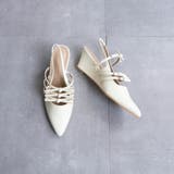 オフホワイト | ポインテッドリボンウエッジミュールサンダル | FABBY FABBY.