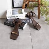 SDブラウン | スクエアトゥメタルパーツストラップヒールサンダル | FABBY FABBY.