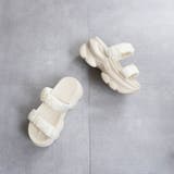 オフホワイト | サテンシャーリング2ベルト厚底サンダル | FABBY FABBY.