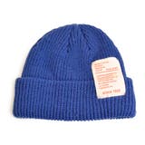 ブルー | ワッペン付きリブ編みニットキャップ ニット帽 帽子 | FACION