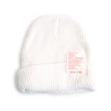 ホワイト | ワッペン付きリブ編みニットキャップ ニット帽 帽子 | FACION