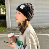 ラベル付ケーブル編みニット帽 ニットキャップ 帽子 男女兼用 | FACION | 詳細画像5 
