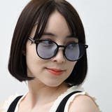 COL.7 ブラック/ライトブルー | ボストンラウンド メガネ サングラス | FashionBerry