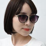 COL.3 ブラック/スモークハーフ | クラシックキャットアイ サングラス＆クリアレンズ メタルフレーム | FashionBerry