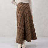 キャメル | ヘリンボーンバイアスチェックスカート | FashionBerry