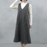 杢ブラック | ゆるてろ素材 ポケット付きジャンパースカート | FashionBerry