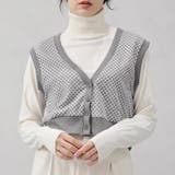 グレー | ダイヤ柄ジャガードニットベスト | FashionBerry