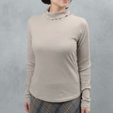 ベージュ | ワイドリブメロウタートルロンT | FashionBerry