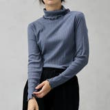 ブルーグレー | 配色メローテレコタートルプルオーバー | FashionBerry