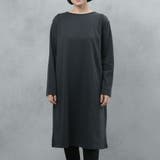 チャコール | ヘビーウェイトロングスリーブタック使いワンピース | FashionBerry