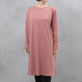 ピンク | ヘビーウェイトロングスリーブタック使いワンピース | FashionBerry