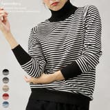 【洗えるニットシリーズ】もちもちニット ボーダータートルネックニット | FashionBerry | 詳細画像1