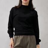 ブラック | 【洗えるニットシリーズ】もちもちニット ドロップショルダークルーネックニット | FashionBerry