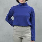 ロイヤルブルー | コットン100％フライス素材無地タートルネック長袖Tシャツ | FashionBerry