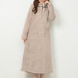 モカ | あったかルームウェア 裏起毛 ハイネック ボアワンピース ロング | FashionBerry