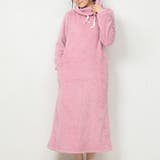ピンク | あったかルームウェア 裏起毛 ハイネック ボアワンピース ロング | FashionBerry