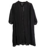 ブラック | ギャザーシャツワンピース | FashionBerry