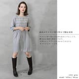 ストライプ柄切り替えタックフレアAラインワンピース | FashionBerry | 詳細画像4