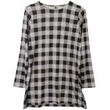 オフ×グレー | チェック柄 Iラインオーバーサイズチュニックワンピース | FashionBerry