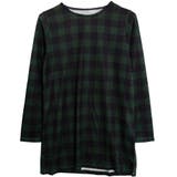 グリーン×ブラック | チェック柄 Iラインオーバーサイズチュニックワンピース | FashionBerry