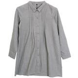 グレー | フロントピンタックシャツチュニック | FashionBerry