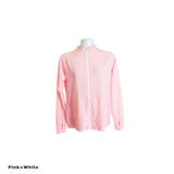 ピンク×ホワイト | スタンドカラー ラッシュガード レディース UVカット | FashionBerry