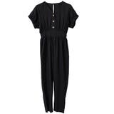 ブラック | フロントボタンジャンプスーツ | FashionBerry