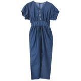 ブルー | フロントボタンジャンプスーツ デニムカラー | FashionBerry