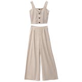 サンドベージュ | ビスチェ&ワイドパンツ セットアップ | FashionBerry