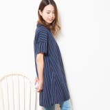 スキッパーデザインストライプ柄フレアチュニックワンピース | FashionBerry | 詳細画像3