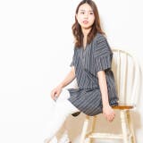 スキッパーデザインストライプ柄フレアチュニックワンピース | FashionBerry | 詳細画像4