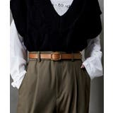 ゴールドライトブラウン | etoll エトル スクエアレザーベルト | Fashion Letter