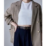 エンボスゴールドダークブラウン | etoll エトル スクエアレザーベルト | Fashion Letter