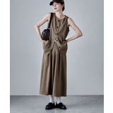 ブラウン | etoll エトル リネンライクナローショルダーベスト | Fashion Letter