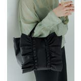 ブラック | aity アイティ ポリエステルフリルトートバッグ | Fashion Letter