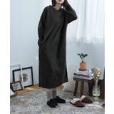 チャコール | aity アイティ 裏起毛Vネックロングワンピルームウェア | Fashion Letter