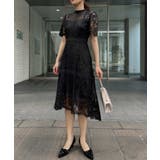 ブラック | aity アイティ ケミカルレース×ハシゴレース切替ドレス | Fashion Letter