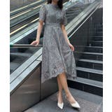 グレイッシュブルー | aity アイティ ケミカルレース×ハシゴレース切替ドレス | Fashion Letter