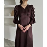 aity アイティ サテンVネックタックフレアドレス | Fashion Letter | 詳細画像5 