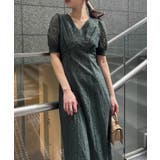 ダークグリーン | aity アイティ ヴィンテージフラワーレースVネックドレス | Fashion Letter