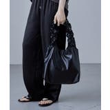 ブラック | etoll エトル フリルハンドルフェイクレザートートバッグ | Fashion Letter