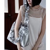 シルバー | etoll エトル フリルハンドルフェイクレザートートバッグ | Fashion Letter