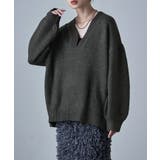 ダークグレー | etoll エトル ラウンドVネックプルオーバーニット | Fashion Letter