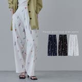 etoll エトル 花柄プリントタックワイドパンツ | Fashion Letter | 詳細画像1