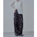 ブラック | etoll エトル 花柄プリントタックワイドパンツ | Fashion Letter